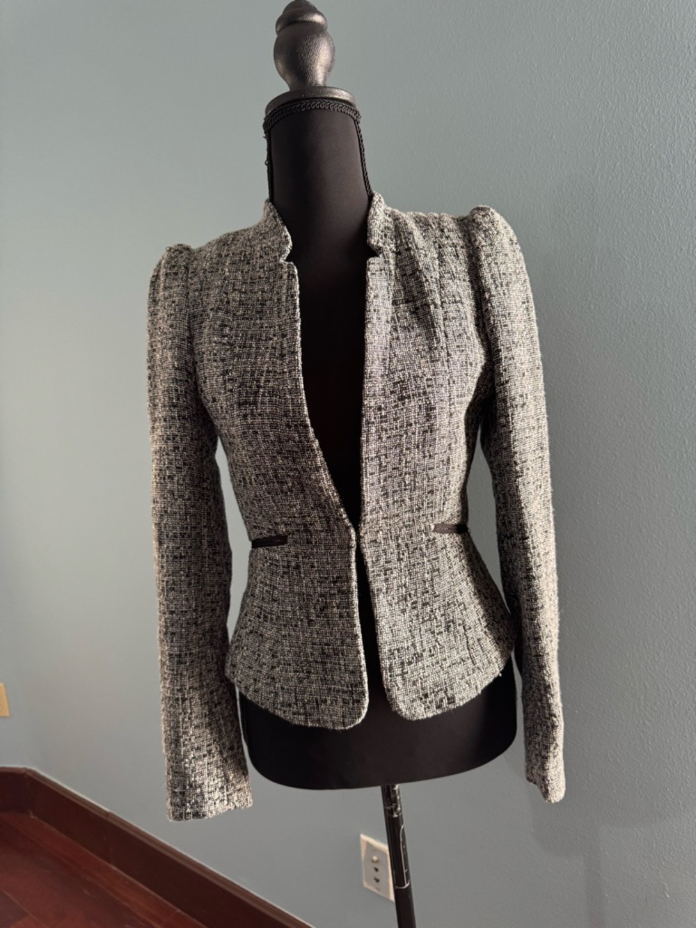 H&M Black and Gray Tweed Open Front Blazer brand new with that tag